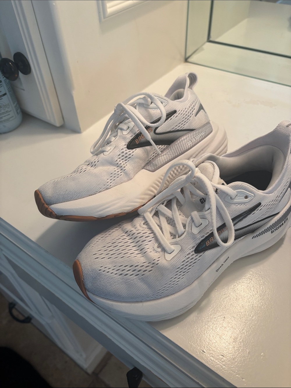 Brooks White Sneakers with Black Logo and Gum Toe - Picture 5 of 5